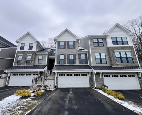 Exterior view of an 11 month warranty inspection NJ on a new construction home.